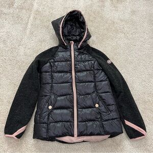 Michael Kors Girls Puffer Jacket Coat Size 10/12 Hooded Black/Pink Outdoor,